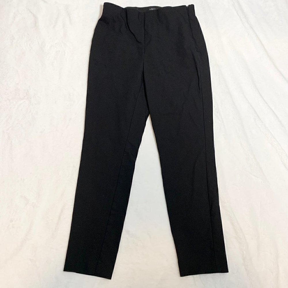 LOFT‎ High Waist Curvy Skinny Pants Women 6 Black Side Zip Stretch Trousers